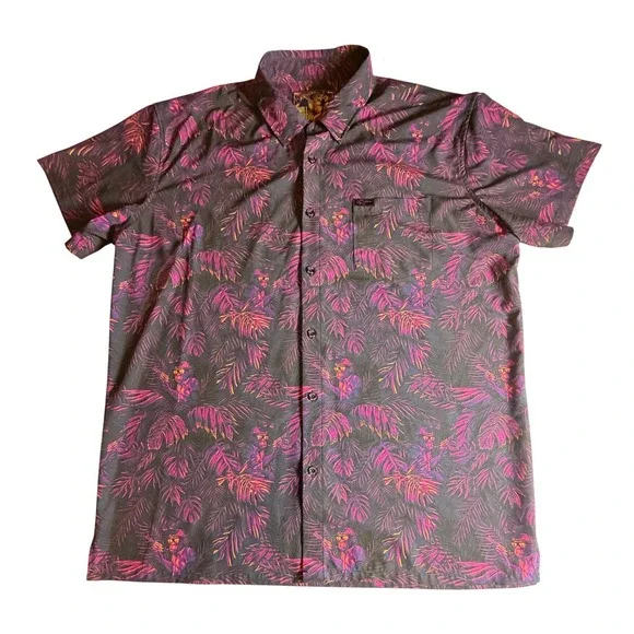 Retro Rifle Chill Chimp Mens Short Sleeve Up Shirt Tropical Monkey Gun Print-979 - Picture 1 of 7